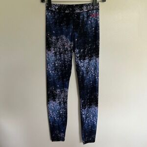 Roxy Womens XS Athletic Leggings Blue Pink Forest Galaxy Print Yoga Pants Active